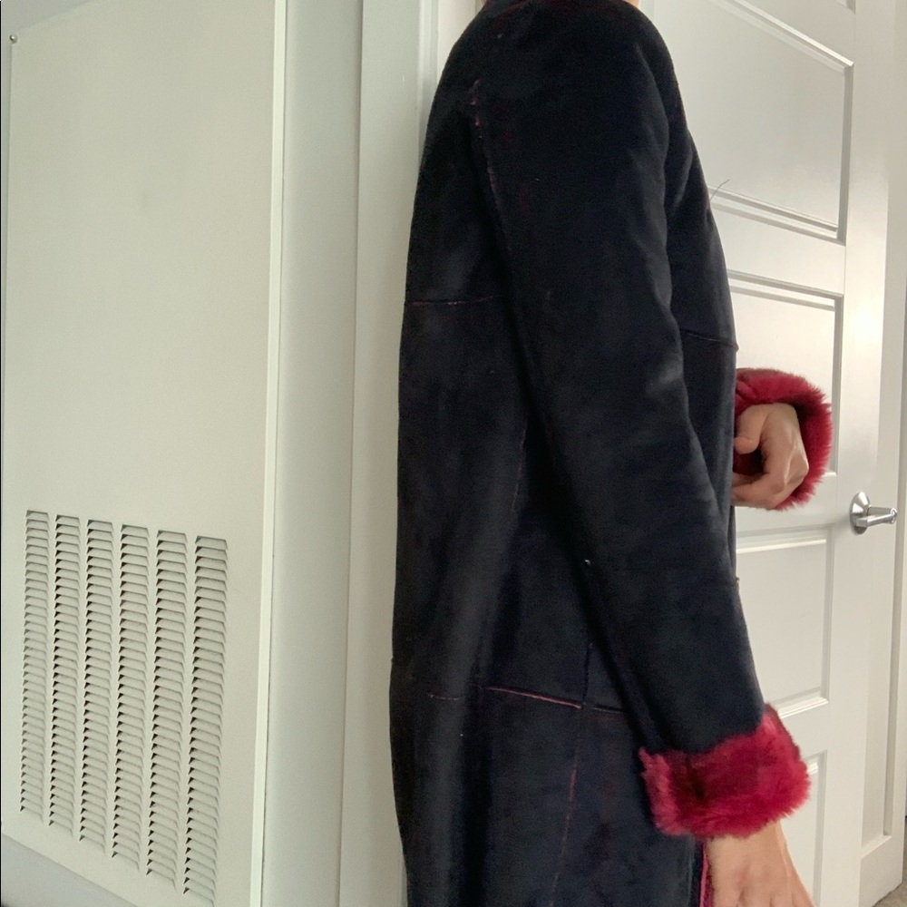 Save The Queen Eco Shearling Jacket Black Small - Picture 12 of 14